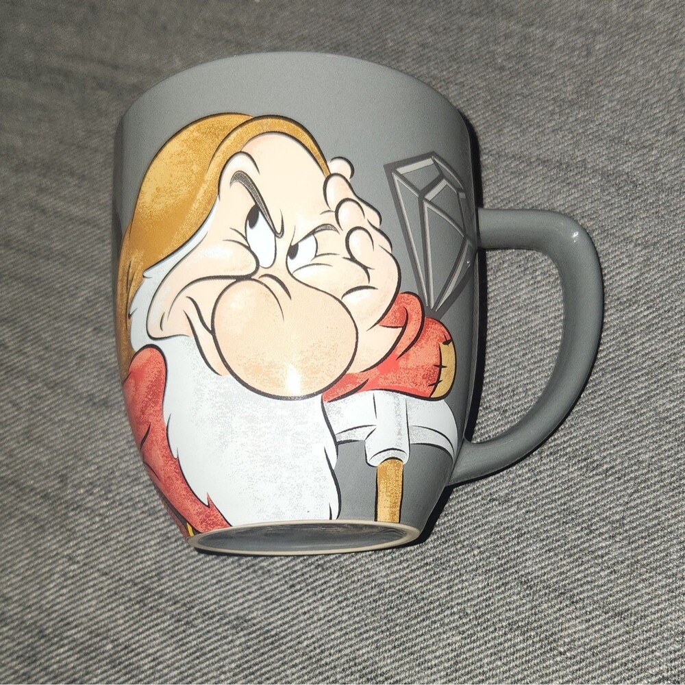 Disney Grumpy Snow White and the Seven Dwarfs Gray Mug, Orange Interior